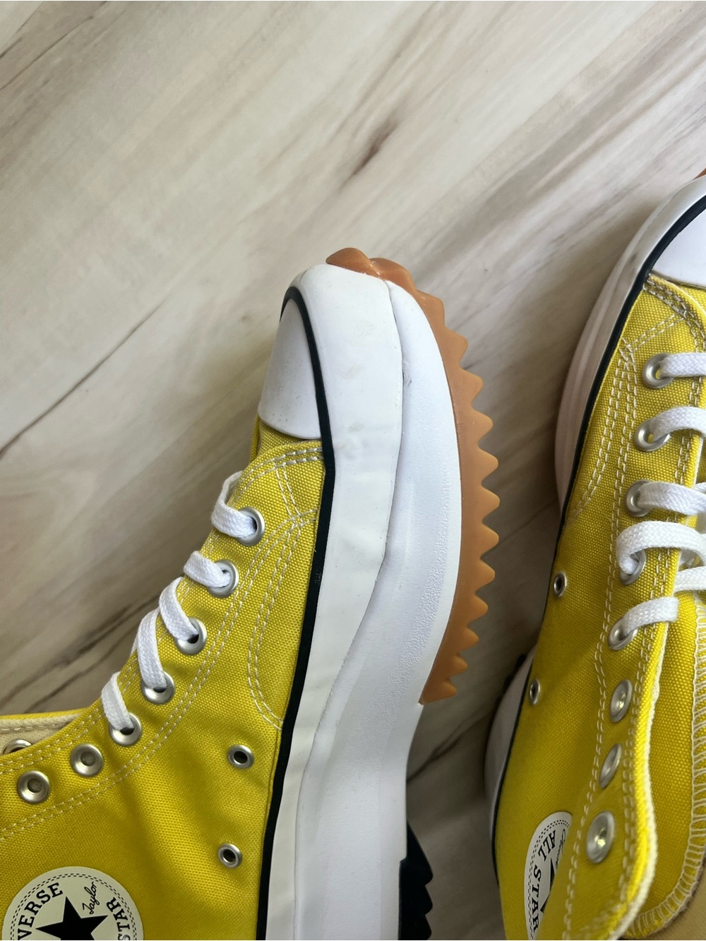 NEW. ONLY TRIED ON. Converse Yellow High-Top Platform Sneakers - Picture 7 of 11